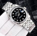 Clean Factory Rolex Datejust 2836 Black Face Watch 36mm